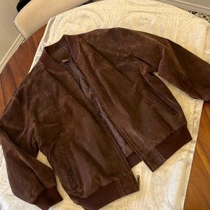 Men’s brown suede leather jacket, excellent condition, full quilted lining